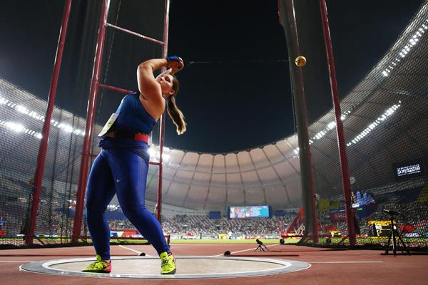 DeAnna Price in hammer throw qualifying at the IAAF World Athletics Championships Doha 2019 (Getty Images)