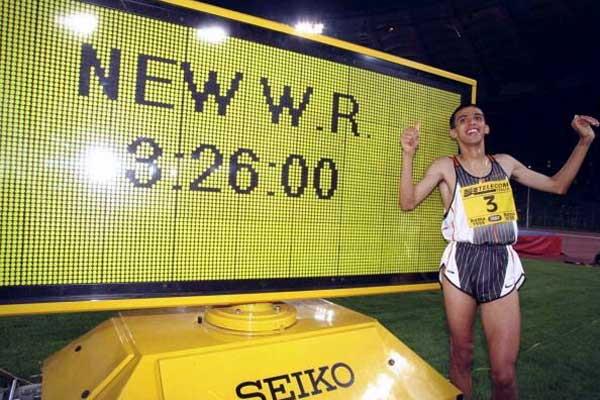 Hicham El Guerrouj after his 1500m World Record in Rome (Getty Images)