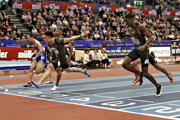 Su Bingtian wins the 60m at the IAAF World Indoor Tour meeting in Birmingham (Mark Shearman)