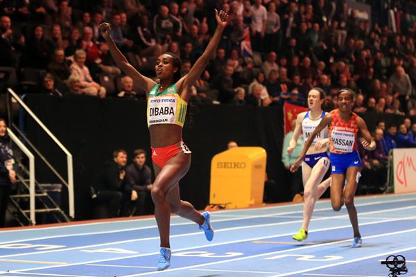 Genzebe Dibaba wins the 3000m IAAF World Indoor Championships Birmingham 2018 (Getty Images)