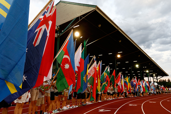 Flag bearers at the IAAF World Junior Championships Oregon 2014 (Getty Images)