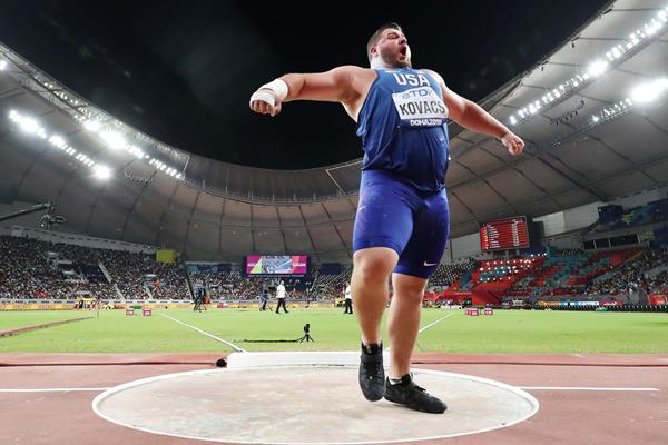 Joe Kovacs after unleashing his winning throw at the IAAF World Athletics Championships Doha 2019 (Getty Images)
