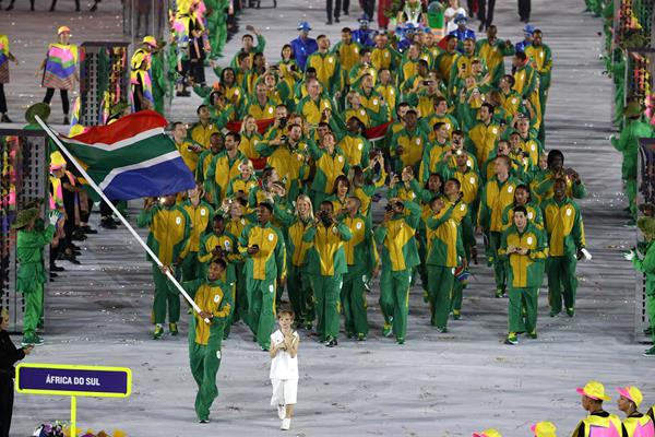 world 400m champion Wayde van Niekerk leads the South African team at the Rio 2016 Olympic Games opening ceremony (Getty Images)