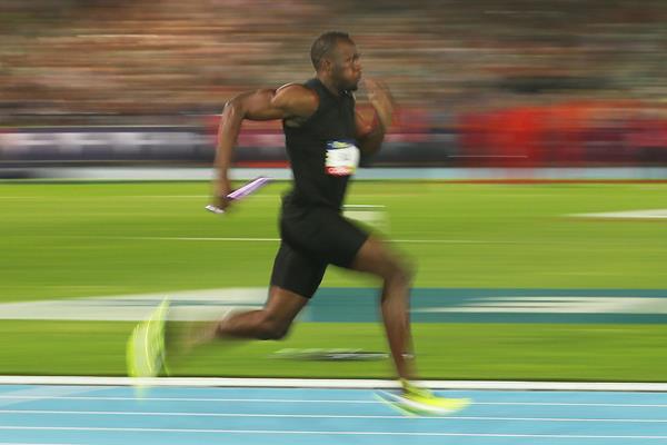 Usain Bolt in the mixed 4x100m relay at the Nitro Athletics series opener in Melbourne (Getty Images)