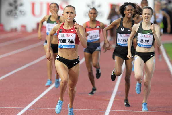 Shelby Houlihan wins the 1500m at the IAAF Diamond League meeting in Lausanne (Gladys Chai von der Laage)