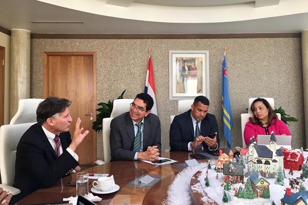 IAAF President Sebastian Coe at a meeting with officials at the Government House in Aruba (IAAF)