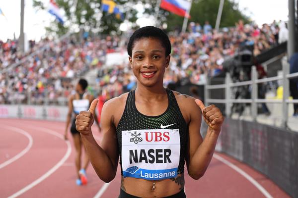 All smiles - Salwa Naser after her 400m win in Lausanne (Gladys Chai von der Laage)
