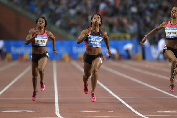 Shelly-Ann Fraser-Pryce winning the 100m at the 2013 IAAF Diamond League final in Brussels (Jean-Pierre Durand / IAAF)