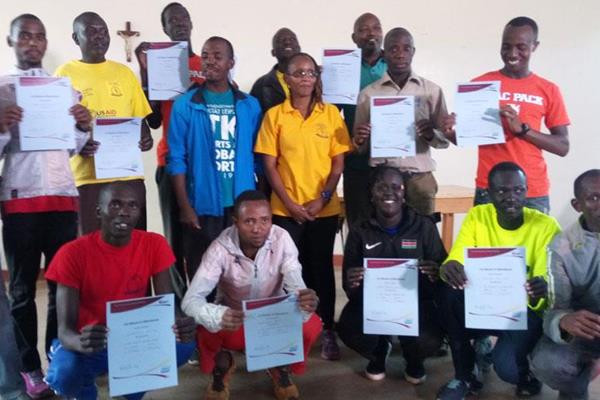 Kids Athletics Activator workshop trainees with their certificates in Ngong (Organisers)