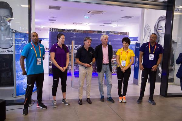 IAAF Continental Cup team captains visit the IAAF Heritage exhibit in Ostrava (Bob Ramsak)