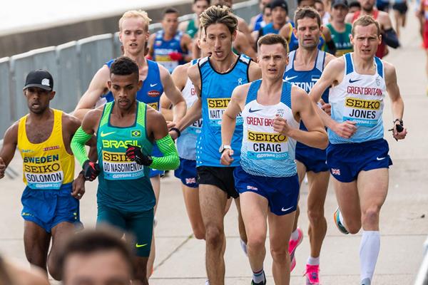 Otmane Nait Hammou (centre) in action at the World Athletics Half Marathon Championships Gdynia 2020 (Dan Vernon)
