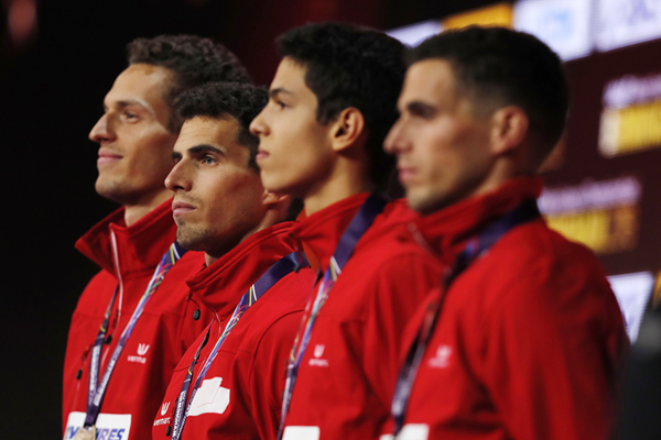 The Belgian 4x400m team at the IAAF World Indoor Championships Birmingham 2018 (AFP / Getty Images)