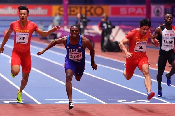 Christian Coleman wins the 60m at the IAAF World Indoor Championships Birmingham 2018 (Getty Images)