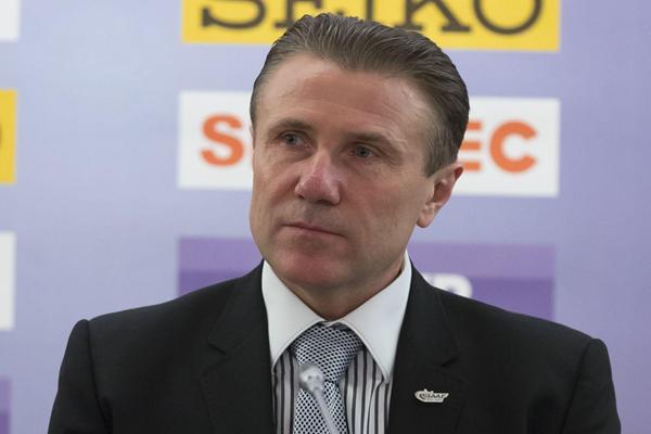 Sergey Bubka - Moscow 2013 Press Conference, 8 April 2013 (Nikolay Kondakov - Moscow 2013 LOC)
