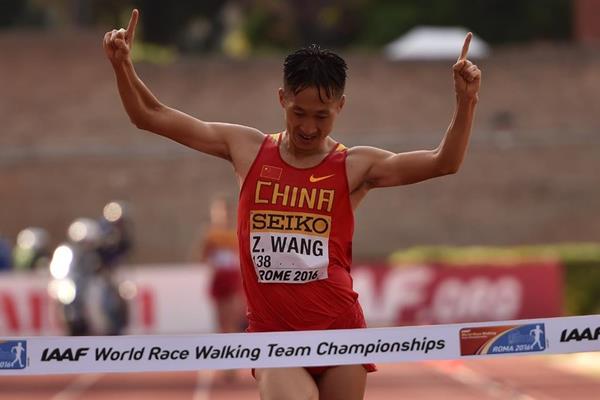 Wang Zhen wins the men's 20km at the IAAF World Race Walking Team Championships Rome 2016 (Getty Images)