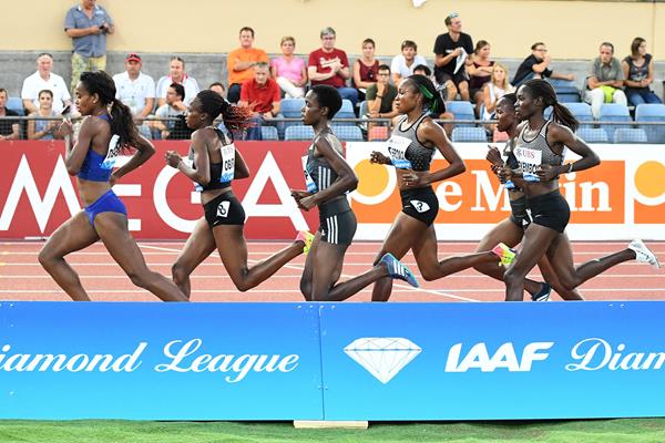 Genzebe Dibaba leads the 3000m at the 2016 IAAF Diamond League meeting in Lausanne (Gladys von der Laage)