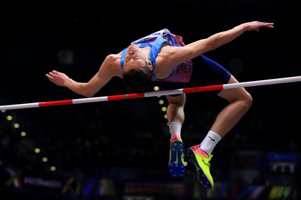 Danil Lysenko in the high jump at the IAAF World Indoor Championships Birmingham 2018 (Getty Images)