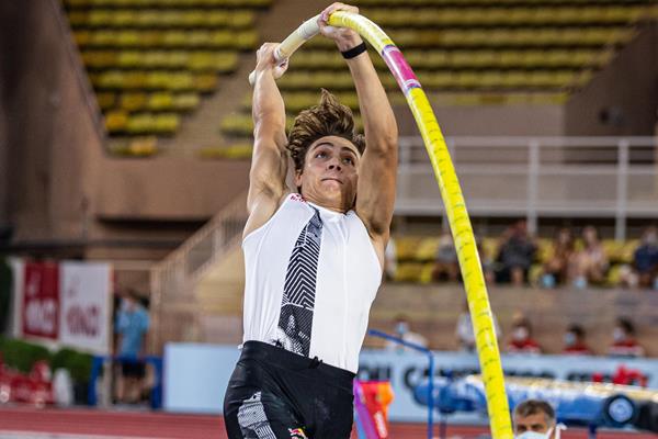 Mondo Duplantis, winner of the pole vault at the Diamond League meeting in Monaco (Philippe Fitte)