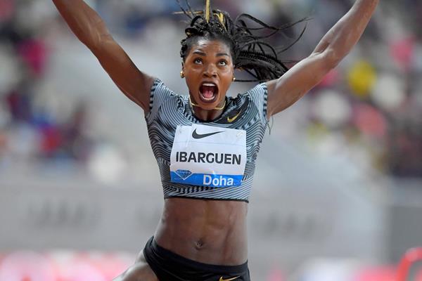 Caterine Ibarguen, winner of the long jump at the IAAF Diamond League meeting in Doha (Jiro Mochizuki)