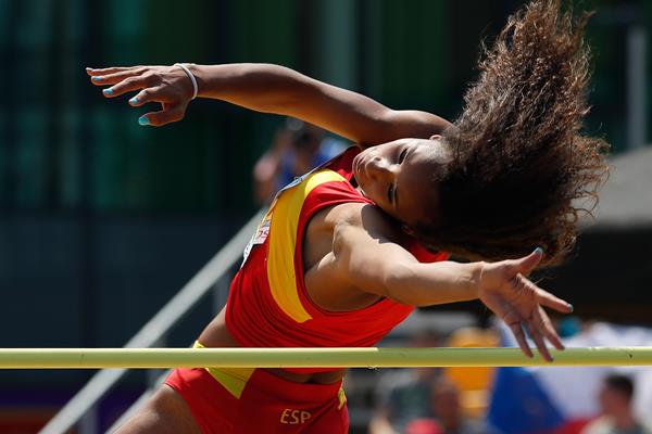Maria Vicente in the heptathlon high jump at the European U18 Championships (Getty Images)