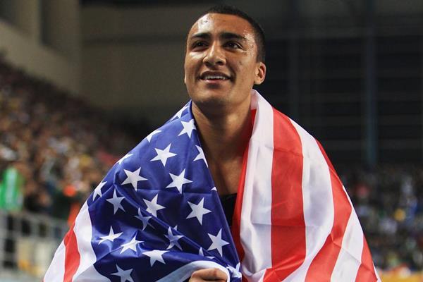 USA's Ashton Eaton celebrates after winning gold in the heptathlon in Istanbul (Getty Images)