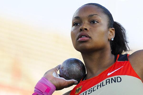 Germany's Shanice Craft en route to winning the women's shot put final at the 2012 IAAF World Junior Championships in Barcelona (Getty Images)