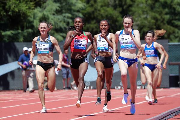 Faith Kipyegon (second from left) in the 1500m at the IAAF Diamond League meeting in Stanford (Victah Sailer)