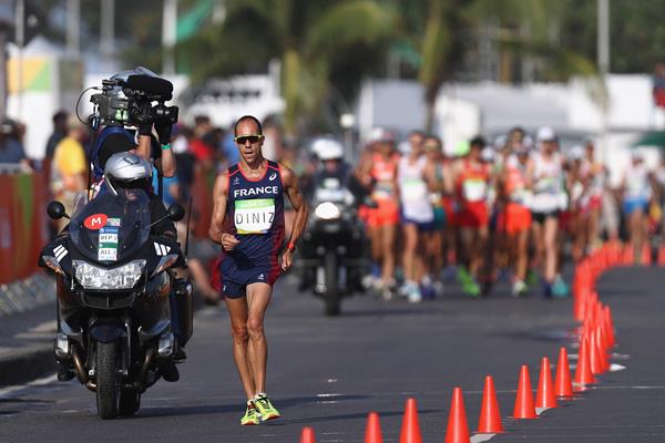Yohann Diniz leads the 50km race walk at the Rio 2016 Olympic Games (Getty Images)