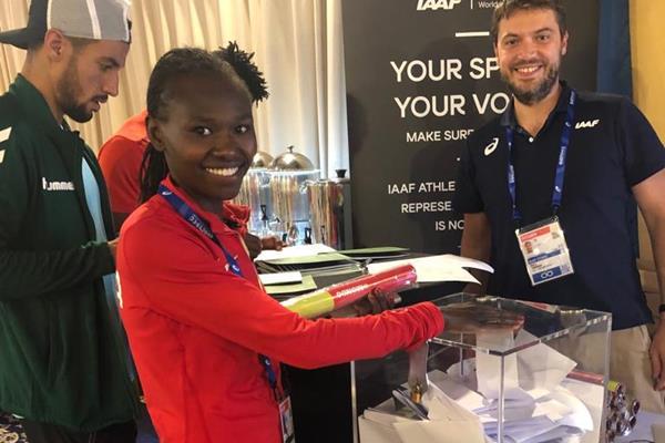Athletes voting in the Athletes Commission elections in Doha (IAAF)