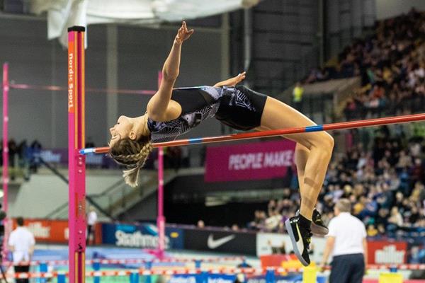 Yaroslava Mahuchikh in the high jump at the World Athletics Indoor Tour meeting in Glasgow (Dan Vernon)