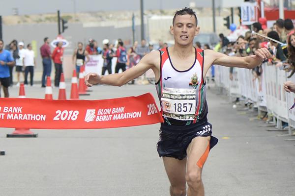 Mohamed Reda El Aaraby winning the Beirut Marathon (Organisers)