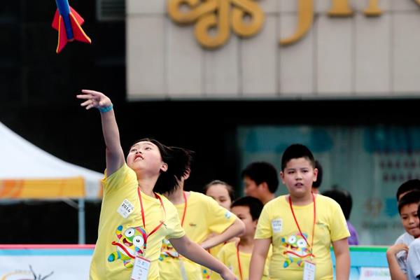 Children throwing the foam javelin at the IAAF Kids' Athletics event in Nanjing (Getty Images)