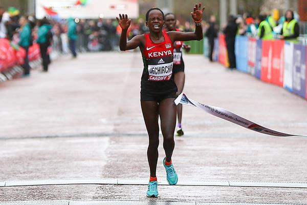Peres Jepchirchir wins the women's race at the World Half Marathon Championships Cardiff 2016 (Getty Images)