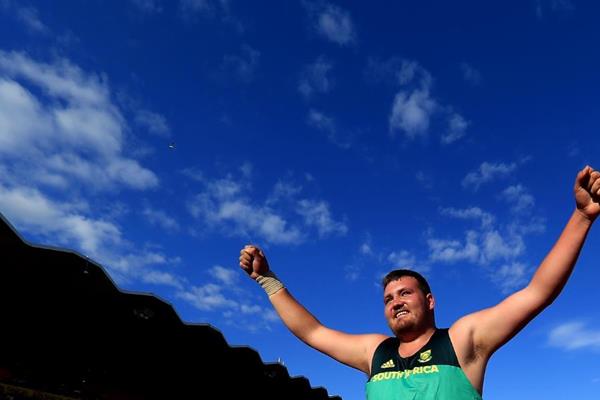 Shot put winner Kyle Blignaut at the IAAF World U20 Championships Tampere 2018 (Getty Images)