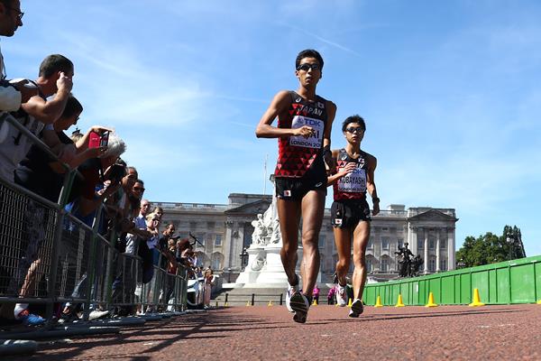 Hirooki Arai and Kai Kobayashi in the 50km race walk at the IAAF World Championships London 2017 (Getty Images)