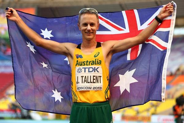 Jared Tallent after the men's 50km race walk at the IAAF World Championships, Moscow 2013 (Getty Images)