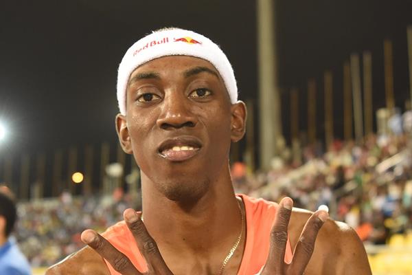 Pedro Pablo Pichardo after his triple jump win at the IAAF Diamond League meeting in Doha (Hasse Sjogren)