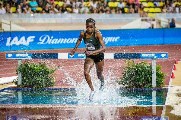 Beatrice Chepkoech on her way to winning the steeplechase at the IAAF Diamond League meeting in Monaco (Philippe Fitte)