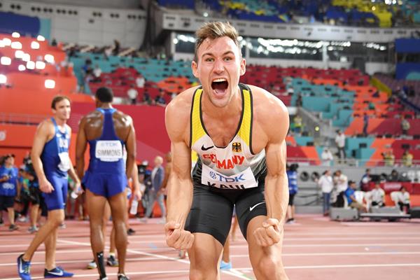 Niklas Kaul after securing the decathlon title at the IAAF World Athletics Championships Doha 2019 (Getty Images)