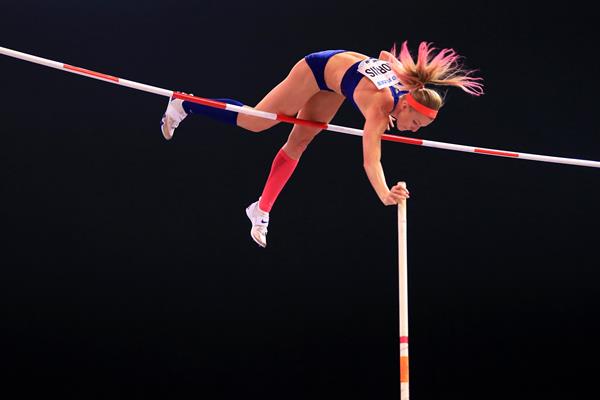 Sandi Morris in the pole vault at the IAAF World Indoor Championships Birmingham 2018 (Getty Images)