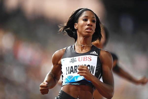 Kendra Harrison in action at the IAAF Diamond League meeting in Lausanne (AFP / Getty Images)