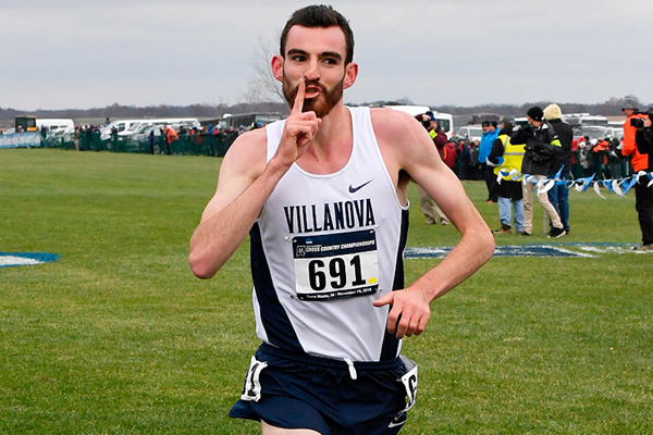 Competing for Villanova University, Patrick Tiernan of Australia wins the 2016 NCAA cross country title (Kirby Lee)