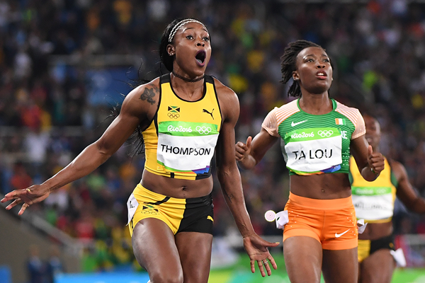 Elaine Thompson and Marie-Josee Ta Lou in the 100m at the Rio 2016 Olympic Games (AFP / Getty Images)