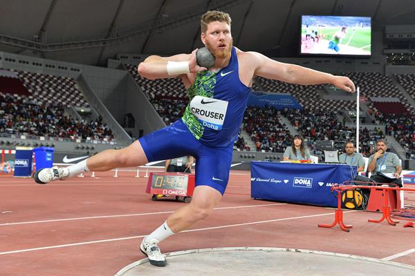 Ryan Crouser, winner of the shot put at the IAAF Diamond League meeting in Doha (Jiro Mochizuki)