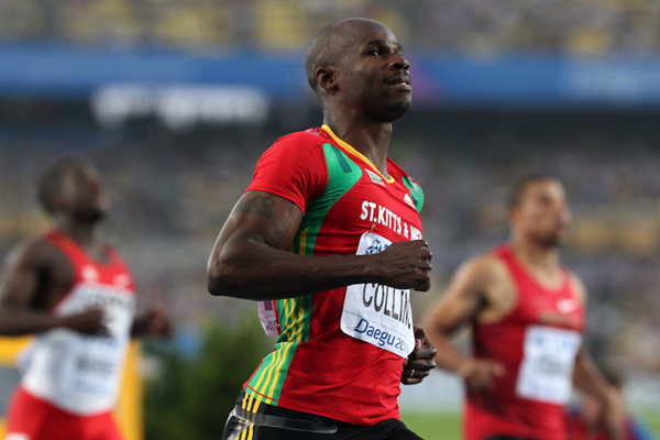 Kim Collins in action at the 2011 IAAF World Championships in Daegu (Getty Images)