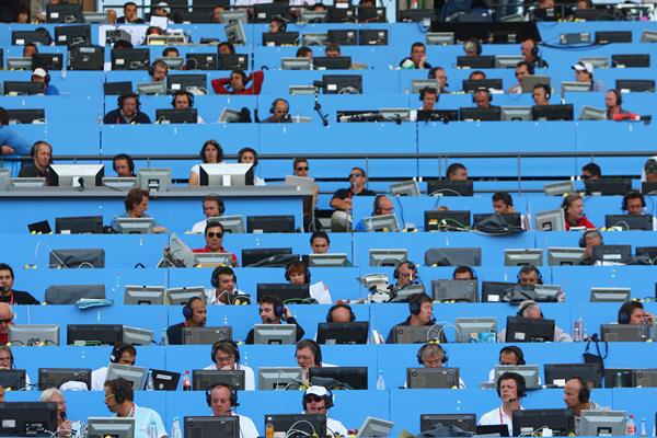 The media tribune at the IAAF World Championships (Getty Images)