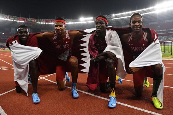 Qatar's 4x400m team after winning at the Asian Games (AFP / Getty Images)