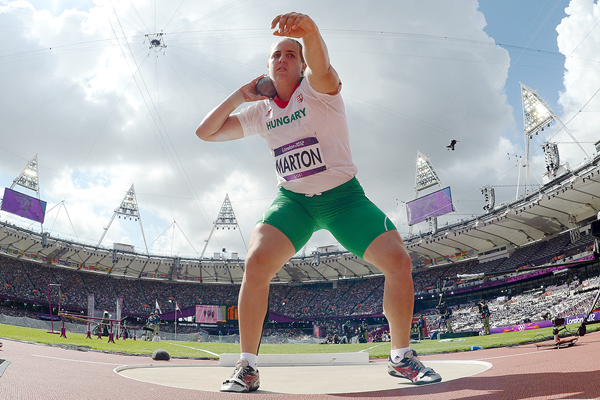 Anita Marton in the shot put at the London 2012 Olympic Games (AFP / Getty Images)
