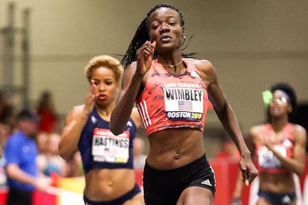 Shakima Wimbley wins the 400m at the IAAF World Indoor Tour meeting in Boston (PhotoRun)