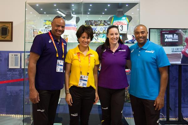 IAAF Continental Cup Team Captains at the IAAF Heritage exhibit in Ostrava (Bob Ramsak)